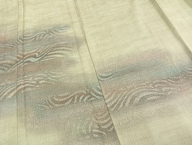 平和屋着物▽訪問着 単衣 横段文 暈し染め 正絹 逸品 AABB2357fy
