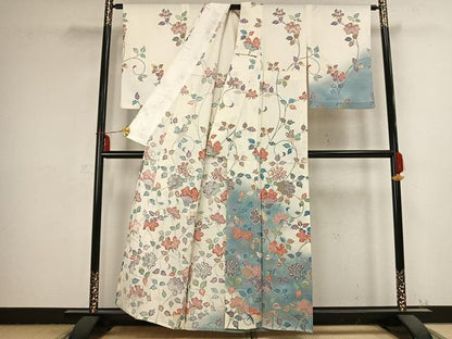 平和屋着物▽訪問着 単衣 草花文 金彩 正絹 逸品 AABB2387fy