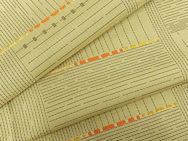 平和屋着物▽上質な紬 単衣 刺繍 抽象文様 正絹 逸品 AABB2382fy