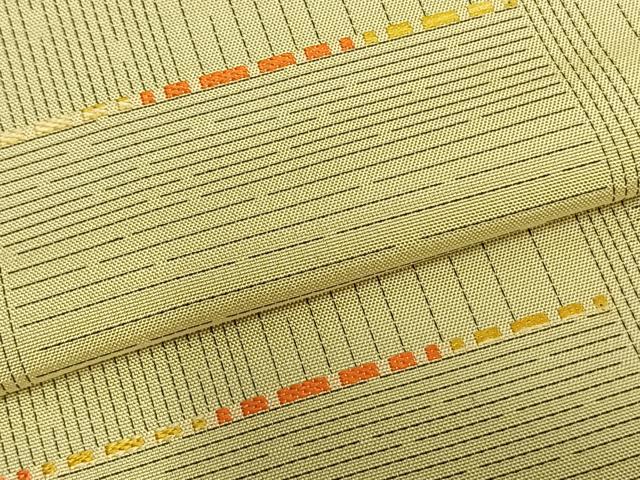 平和屋着物▽上質な紬 単衣 刺繍 抽象文様 正絹 逸品 AABB2382fy
