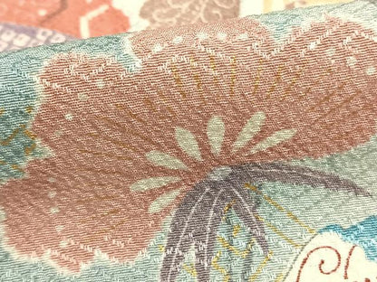 平和屋着物▽訪問着 単衣 草花文 金彩 正絹 逸品 AABB2387fy