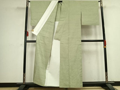 平和屋着物▽紅花紬 米沢 単衣 霞文 反端付き 正絹 逸品 AABB2395fy
