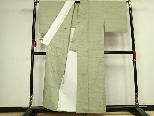 平和屋着物▽紅花紬 米沢 単衣 霞文 反端付き 正絹 逸品 AABB2395fy