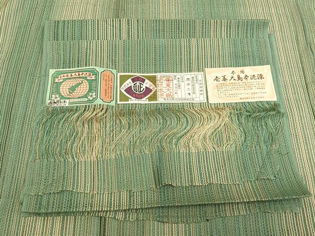 平和屋着物▽道行コート スリーシーズン 春夏秋 塵除け 本場奄美大島本泥染 変わり縞 ますいわ屋扱い 赤塚次男作 証紙付き 逸品 AABB2359fy