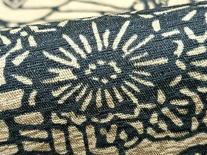 平和屋着物▽上質な小紋 単衣 藍 型染め 風景草花文 正絹 逸品 AABB2363fy