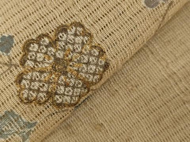 平和屋着物＊夏物 小紋 草花文 金彩 正絹 逸品 AABB8637st