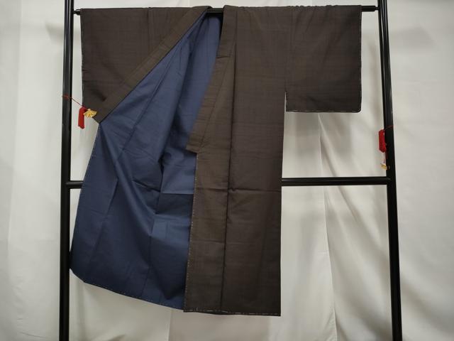 平和屋着物■男性　紬　格子　正絹　逸品　AABB6869gw