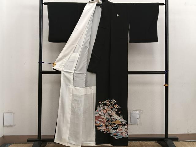 平和屋着物■豪華黒留袖　作家物　草花文　金彩　正絹　逸品　BAAV6027mz