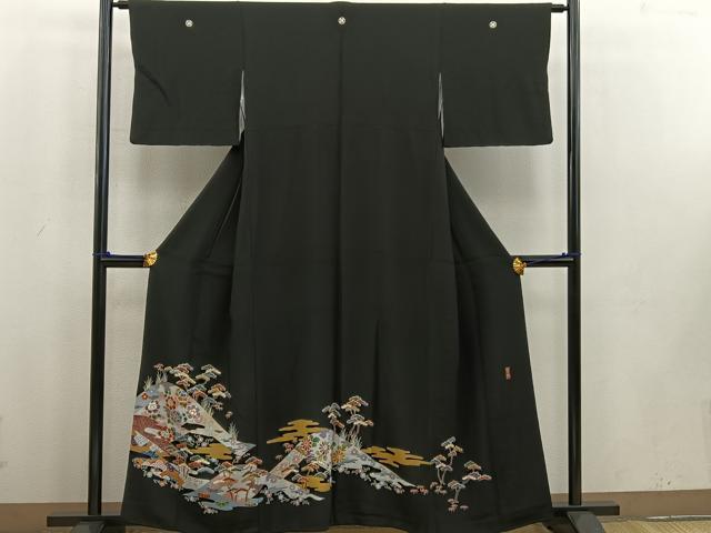 平和屋着物■豪華黒留袖　作家物　草花文　金彩　正絹　逸品　BAAV6027mz