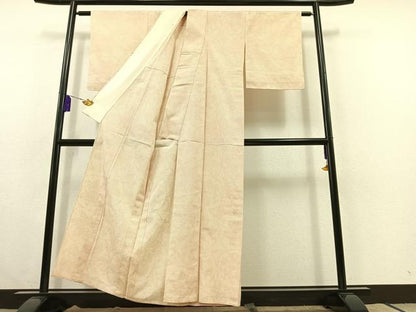 平和屋着物▽本塩沢 単衣 110亀甲 舞葉文 正絹 逸品 AABC0706jh