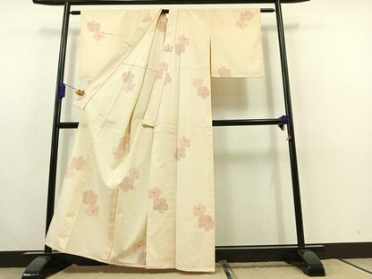 平和屋着物▽本塩沢 単衣 舞花文 正絹 逸品 AABC0692jh
