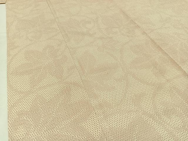 平和屋着物▽本塩沢 単衣 110亀甲 舞葉文 正絹 逸品 AABC0706jh