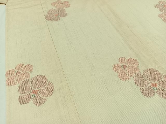 平和屋着物▽本塩沢 単衣 舞花文 正絹 逸品 AABC0692jh