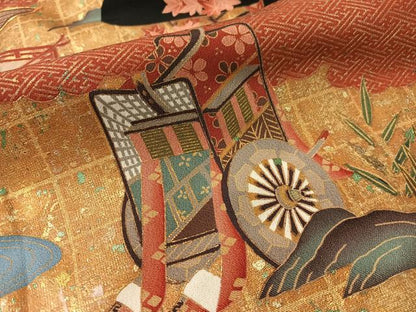 平和屋着物■豪華黒留袖 駒刺繍 松竹梅風景文 金銀彩 正絹 逸品 CAAY7189vp