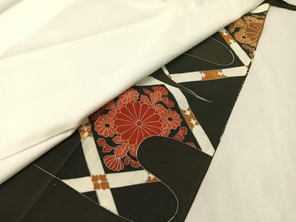 平和屋着物■豪華黒留袖 駒刺繍 霞双鶴菱菊文 金彩 正絹 逸品 CAAY7190vp
