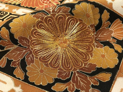 平和屋着物■豪華黒留袖 駒刺繍 霞双鶴菱菊文 金彩 正絹 逸品 CAAY7190vp