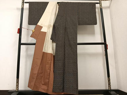 平和屋着物●本場大島紬 龍郷絣 秋名バラ 正絹 逸品 AABB8228ph