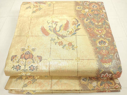平和屋着物◎六通柄袋帯　鳳凰花文　金糸　正絹　逸品　DAAY3635cd