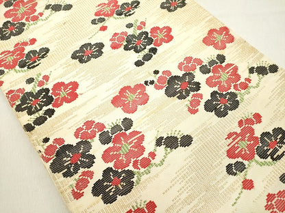 平和屋着物◎六通柄袋帯　霞花文　金糸　正絹　逸品　DAAY3585cd