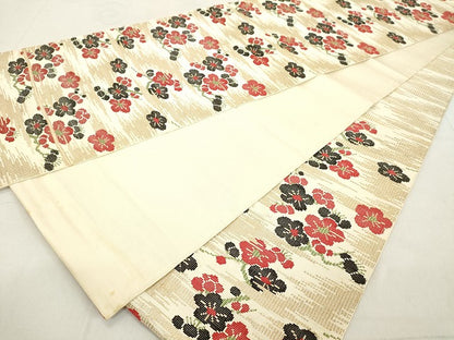 平和屋着物◎六通柄袋帯　霞花文　金糸　正絹　逸品　DAAY3585cd