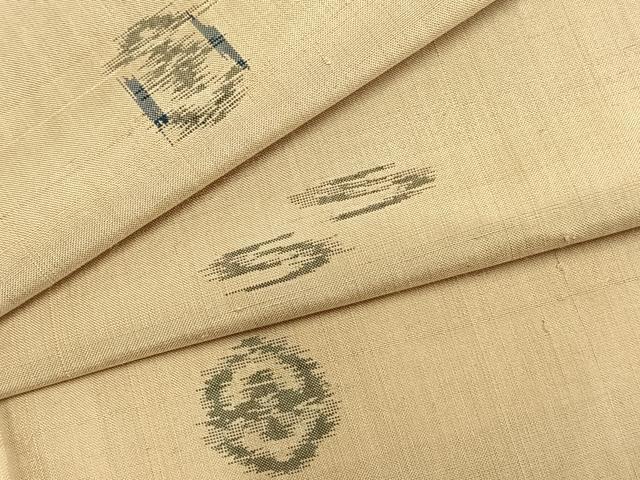 平和屋着物▽上質な紬 単衣 亀甲花文 正絹 逸品 AABB2439fy