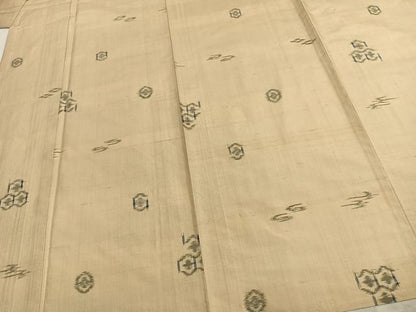 平和屋着物▽上質な紬 単衣 亀甲花文 正絹 逸品 AABB2439fy