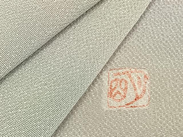 平和屋着物▽日本工芸会正会員 染色作家 木原明 小紋 単衣 霞文 鬼しぼ縮緬 正絹 逸品 AABC0252fy