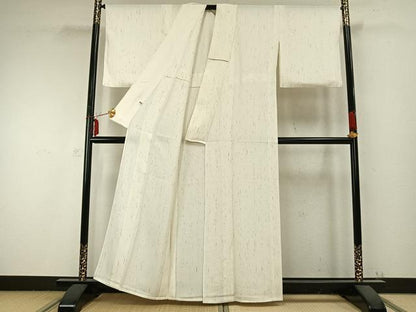 平和屋着物▽ぜんまい紬 単衣 縞 正絹 逸品 AABC0246fy