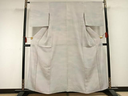 平和屋着物▽日本工芸会正会員 染色作家 木原明 小紋 単衣 霞文 鬼しぼ縮緬 正絹 逸品 AABC0252fy
