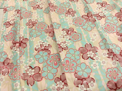 平和屋着物▽ R.KIKUCHIブランド 小紋 単衣 舞花文 洗える着物 AABB2428fy