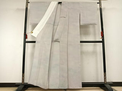 平和屋着物▽日本工芸会正会員 染色作家 木原明 小紋 単衣 霞文 鬼しぼ縮緬 正絹 逸品 AABC0252fy