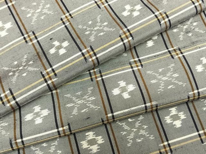 平和屋着物▽本場琉球絣 単衣 反端付き 正絹 逸品 AABC0261fy
