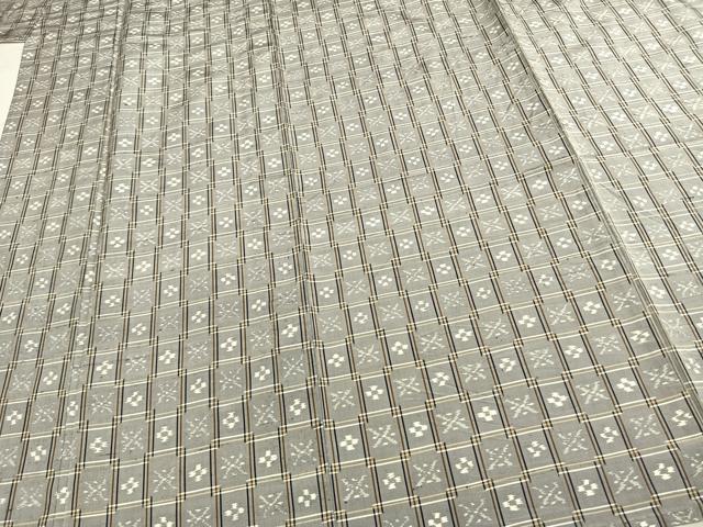 平和屋着物▽本場琉球絣 単衣 反端付き 正絹 逸品 AABC0261fy