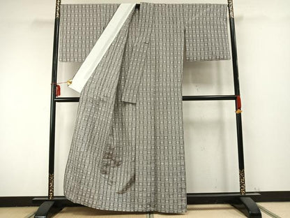 平和屋着物▽本場琉球絣 単衣 反端付き 正絹 逸品 AABC0261fy