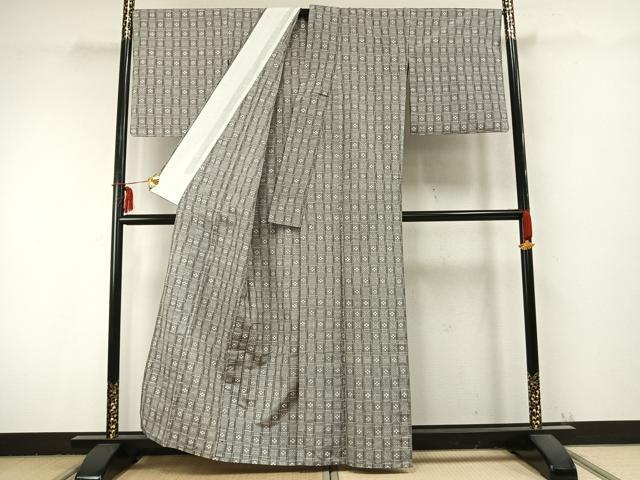平和屋着物▽本場琉球絣 単衣 反端付き 正絹 逸品 AABC0261fy