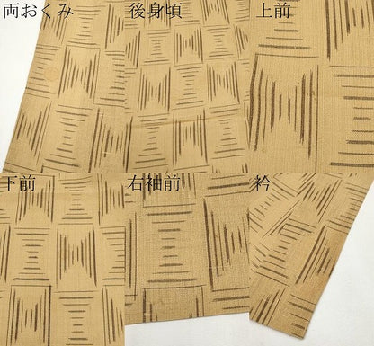 平和屋着物＊極上 夏物 紗紬 絵絣 黄橡色地 逸品 CYAA3534s5