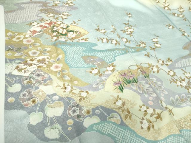 平和屋着物●訪問着 駒刺繍 霞地紙花文 辻が花 金彩 正絹 逸品 DAAY1109ps