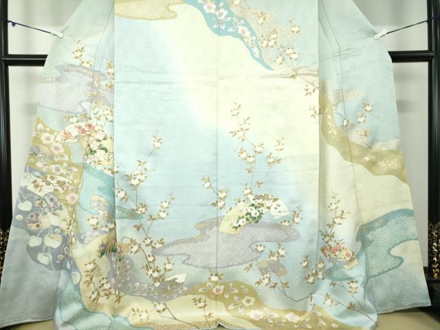 平和屋着物●訪問着 駒刺繍 霞地紙花文 辻が花 金彩 正絹 逸品 DAAY1109ps