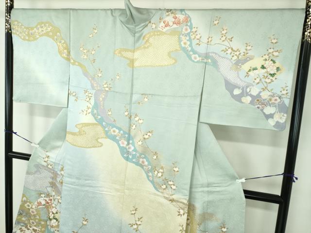 平和屋着物●訪問着 駒刺繍 霞地紙花文 辻が花 金彩 正絹 逸品 DAAY1109ps