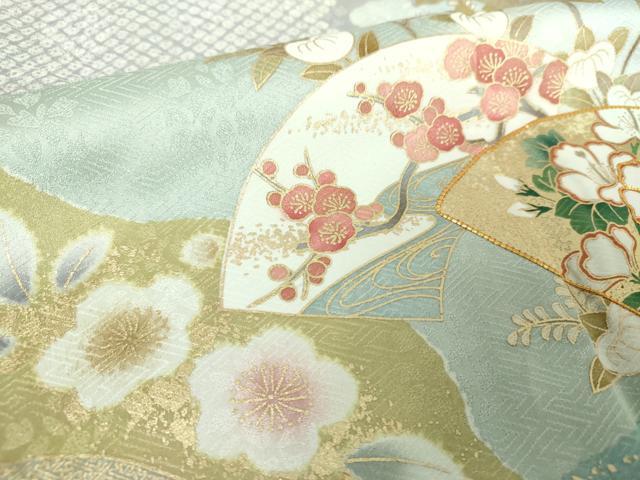 平和屋着物●訪問着 駒刺繍 霞地紙花文 辻が花 金彩 正絹 逸品 DAAY1109ps