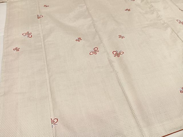 平和屋着物●本場大島紬　白大島　一元総絣　舞蝶文　正絹　逸品　AABC0650ph