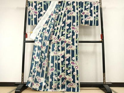 平和屋着物▽リョウコキクチ Ryoko Kikuchi 小紋 単衣 松竹梅 洗える着物 AABC0288fy