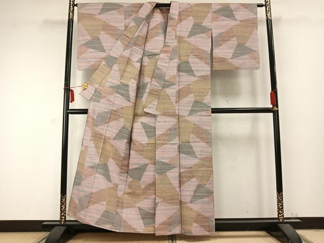 平和屋着物▽上質な紬 単衣 切嵌文 正絹 逸品 AABC0310fy