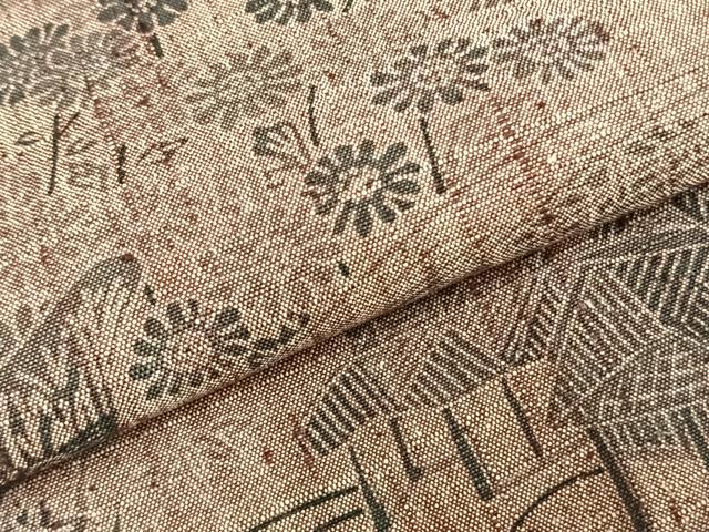 平和屋着物▽上質な紬 単衣 風景草花文 正絹 逸品 AABC0307fy