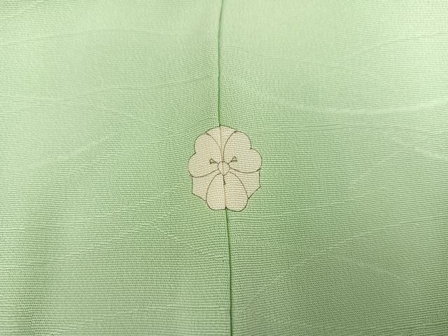平和屋着物●上質な色無地 御所車草花地紋 裏葉柳色 正絹 逸品 未使用 AABC0662ph