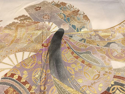 平和屋着物●金彩友禅 卓越技能者・名工・和田光正 色留袖 女人扇面花文 暈し染め 金彩 さが美扱い 正絹 逸品 未使用 AABC1734ph