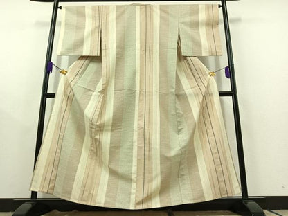 平和屋着物▽上質な紬 単衣 90亀甲 間道 正絹 逸品 AABC2201jh