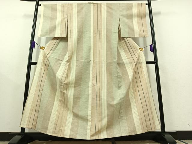 平和屋着物▽上質な紬 単衣 90亀甲 間道 正絹 逸品 AABC2201jh