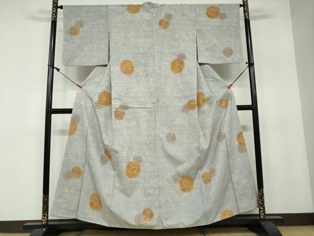平和屋着物●上質な小紋 紬地 草花丸文 正絹 逸品 DAAW5984ud