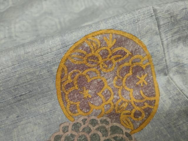 平和屋着物●上質な小紋 紬地 草花丸文 正絹 逸品 DAAW5984ud
